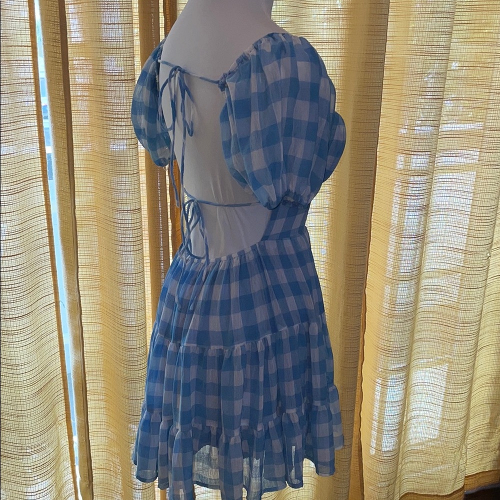 Princess Polly Blue and White Checkered Backless Dress - Picture 5 of 11